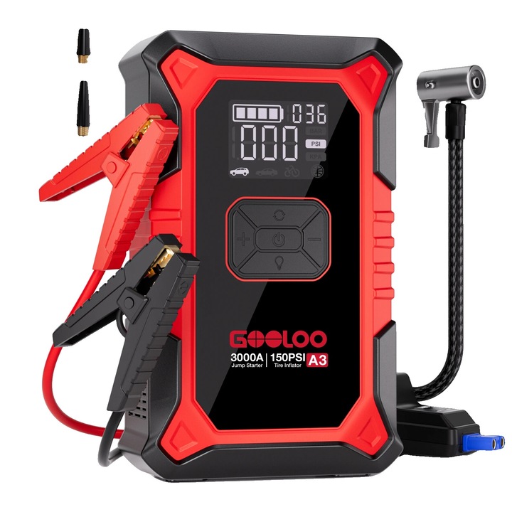 Redresor auto A3, 3000A, 12000mAh, temperatura de operare -20 pana la 60°C, incarcare rapida