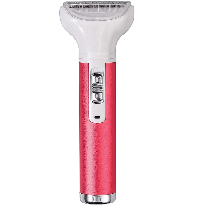 Razor electric 5 în 1 pentru femei si barbati, aparat portabil reincarcabil pentru fata, corp, subrat si zona bikini, umed si uscat, lame inox, set roz