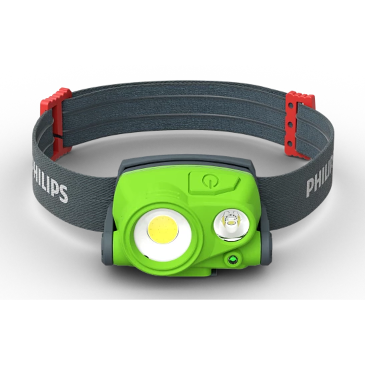 Челник с LED Philips Xperion 3000 X30HEADX1, презареждаем, 3W + 2W прожектор, 300 lm, 3 режима на осветление, батерия 3.7V 1200 mAh, USB-C, IP65, зелена