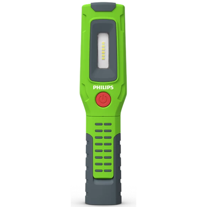 Philips Xperion 3000 Pillar X30PILLX1 акумулаторен LED фенер, 3 магнита, въртяща се глава, 5W + 1W рефлектор, 500 lm, батерия 3.7V 2500 mAh, USB-C, IP20, зелен/сив
