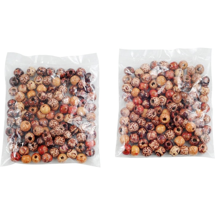 Колекция от ръчно изработени мъниста, дървени мъниста с щампи, универсални консумативи за макраме за изработка на бижута и уникален декор