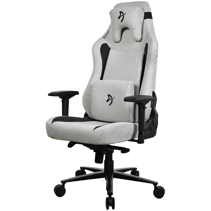 Scaun Gaming Arozzi Vernazza XL SoftFabric, Tetiera, Ajustabil, max. 170kg, Gri deschis