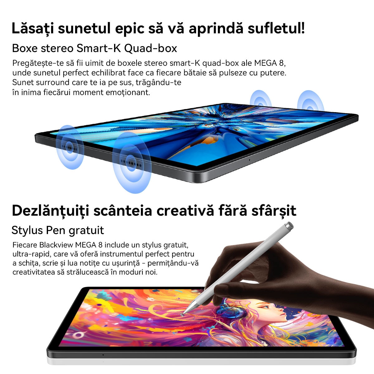 Tableta Blackview MEGA 8, 13 inch, Android 15, 36GB Ram(12GB +