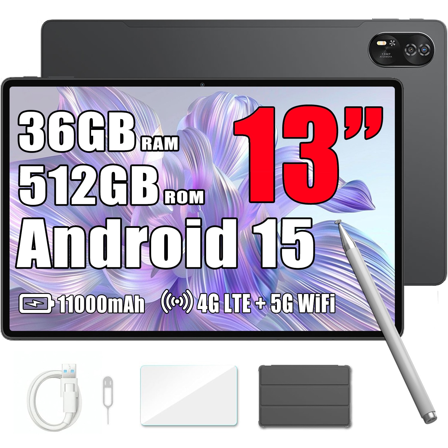 Tableta Blackview MEGA 8, 13 inch, Android 15, 36GB Ram(12GB +