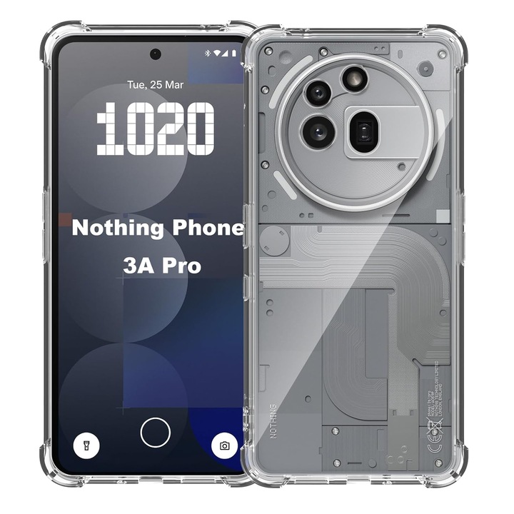 Case for Nothing Phone (3a) Pro Slim Anti-Shock 1.5 mm, подсилени 4 ъгъла, прозрачен