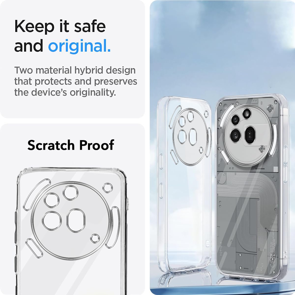 Husa pentru Nothing Phone (3a) Pro Slim Anti-Shock 1.5mm, cu protectie lentile, Transparent