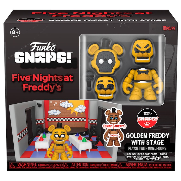 Set de joaca Figurina Snaps! Five Nights at Freddys Golden Freddy cu scena