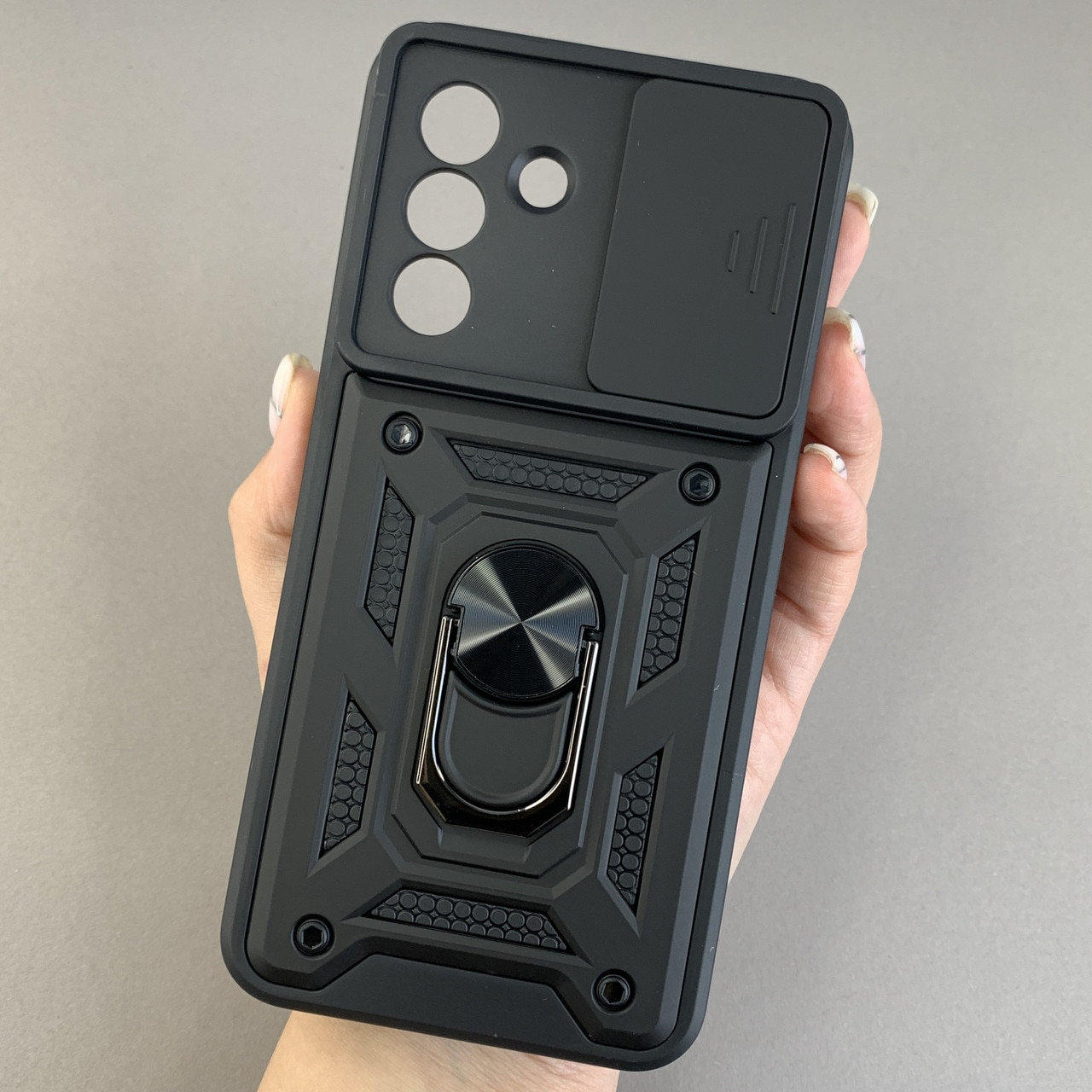 Husa telefon Mat-Tech compatibila cu Samsung Galaxy A56 5G, Protectie Camera, Inel, Magnet, Anti-Shock, Rugged Protection, Negru