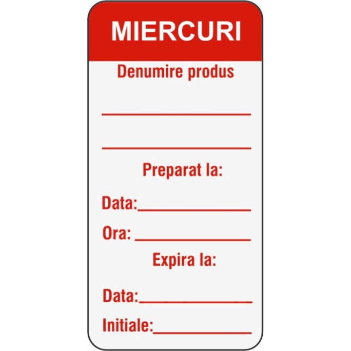 500 db 3x6 cm-es PVC "SZERDA" címkekészlet HACCP-hez - HoReCa, éttermek és élelmiszeripar