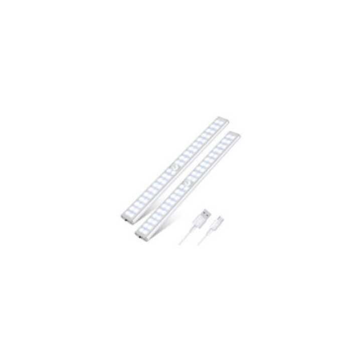Lumini pentru dulap cu senzor de miscare, cu baterie reincarcabila fara fir LED sub dulap, bara magnetica portabila de lumina de noapte pentru dormitor, dulap, garaj, casa scarii (pachet de 6)