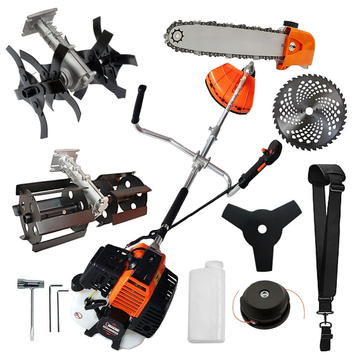 SET Motocositoare YAMATO® JAPAN TOOLS - Model R8600-RACING EDITION, Orange-Black, +CULTIVATOR-S, + PRASITOARE, + CAP DRUJBA