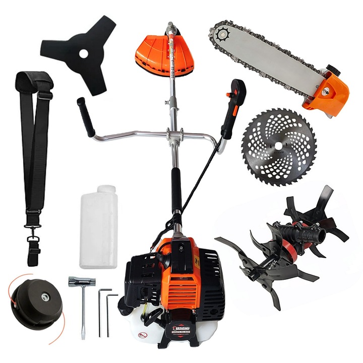 SET Motocositoare pe benzina YAMATO® JAPAN TOOLS - Model R8600-RACING EDITION, Orange-Black, + CULTIVATOR-E, + CAP DRUJBA