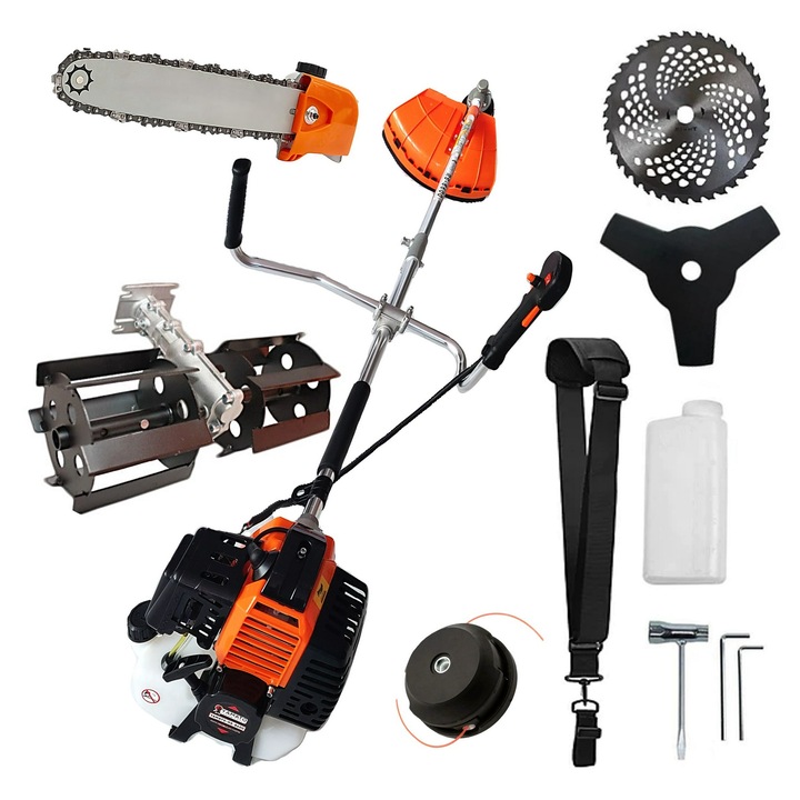 SET Motocositoare YAMATO® JAPAN TOOLS - Model R8600-RACING EDITION, Orange-Black, + PRASITOARE, + CAP DRUJBA