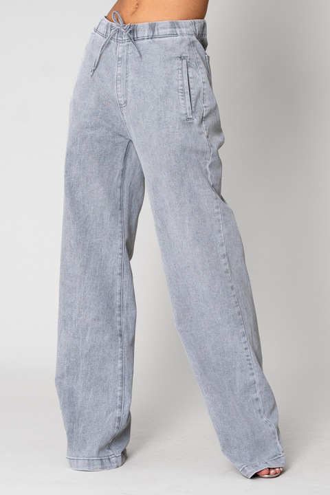 Blugi lungi din denim cu elastic Light Grey 15262, Gri