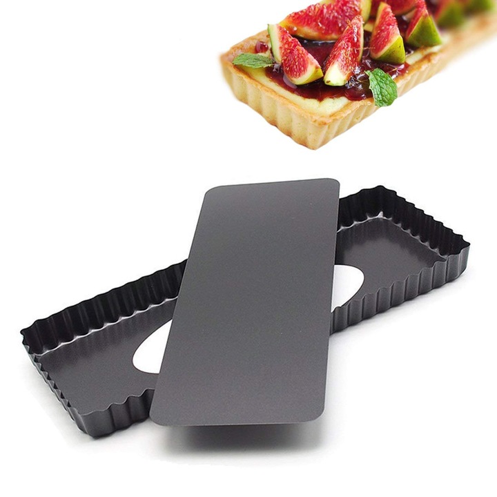 Téglalap alakú tortaforma, szénacél, tapadásmentes, 36.5x15x3cm, levehető