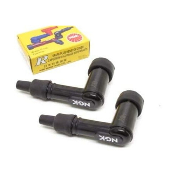 Tartós gyújtógyertya-sapkák ellenállással, AMRINUGL, 90 fokos szögben, hő- és rezgésálló, 2 darabos készlet