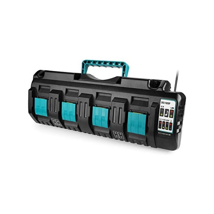 Incarcator compact 4-porturi AMRINUGL, rapid pentru baterii 18V, protectie inteligenta, design compact