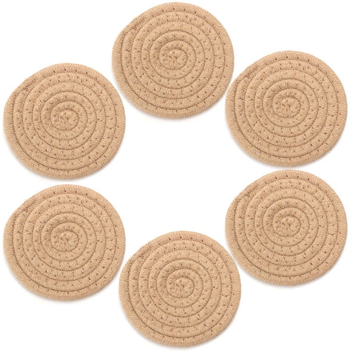 Suporturi bauturi, Enforose, set suporturi boho, absorbante, usor de curatat, multicolor, 10x10cm