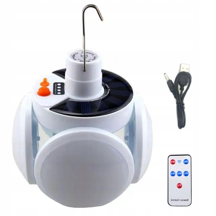 Lanterna solara portabila Enforose, dimensiuni compacte, impermeabila IPX6, control de la distanta ajustabil, moduri de iluminare multiple