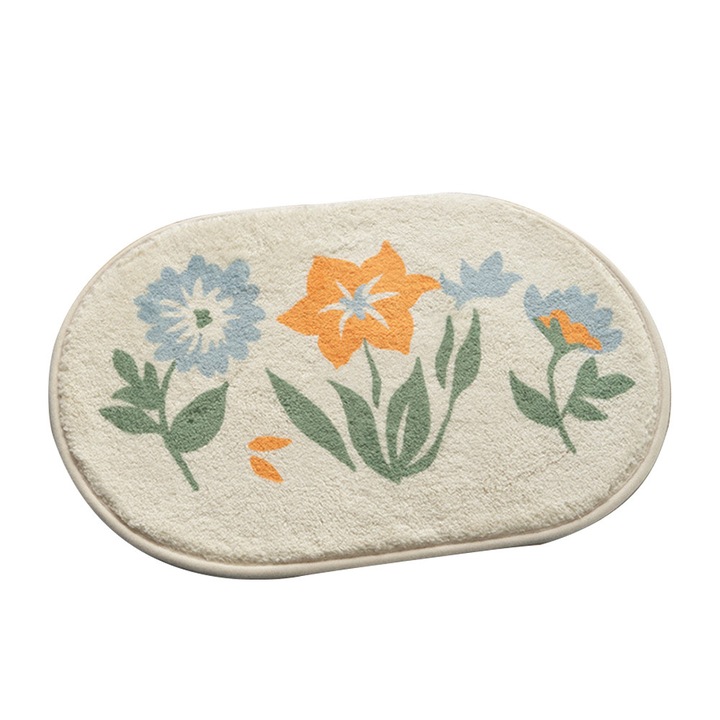 Covorase baie Enforose, floral, super absorbent, antiderapant, 100x100cm