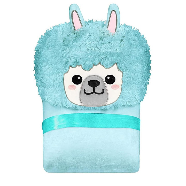 Patura din fleece Sherpa Alpaca, Enforose, personalizabila, culori blande, 147x119cm