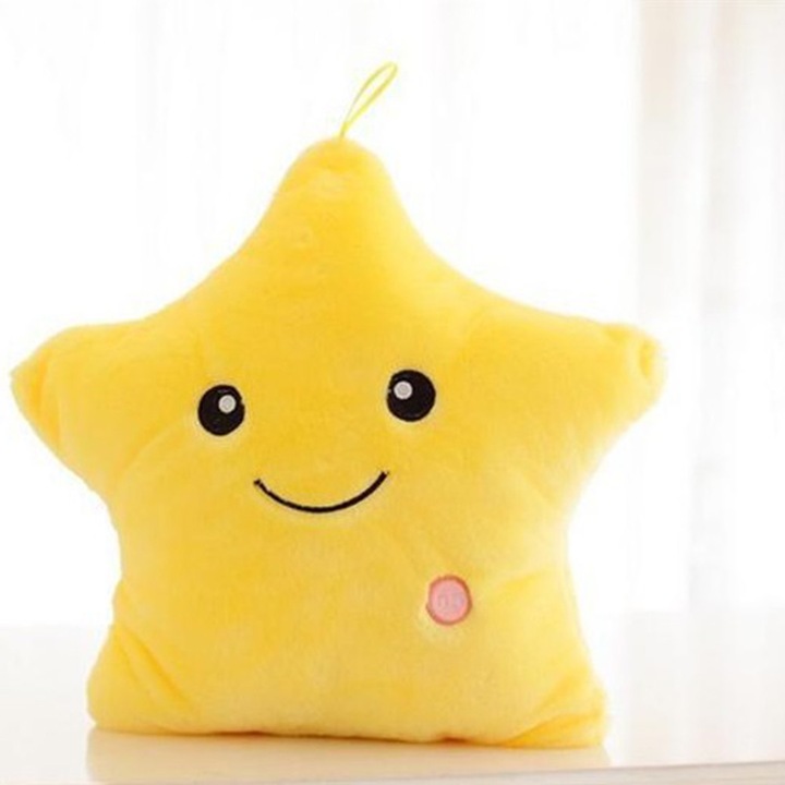 Perna decorativa Enforose, model Stea Twinkle, bumbac, 100x50cm, ferma, cu jucarie din plus