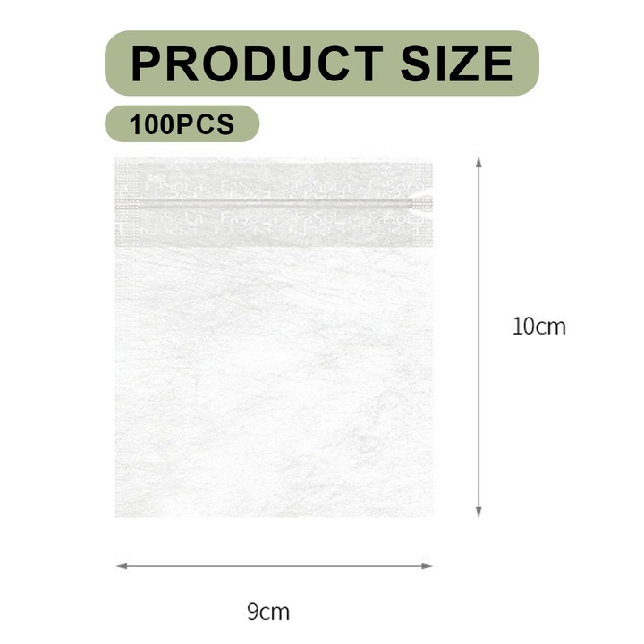 Filtre ceai 100 buc, panza netesuta, 9x10cm, cu snur, alb