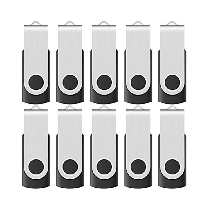 Enforose, 10 db 16 GB-os USB memória készlet, 360°-ban forgatható kivitel, gyors adatátvitel, környezetbarát doboz, hordozható használatra