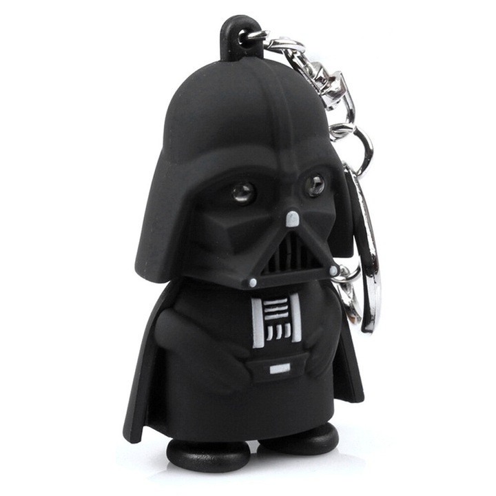 Breloc Darth Vader, Star Wars, design unic, cauciuc, inel cromat