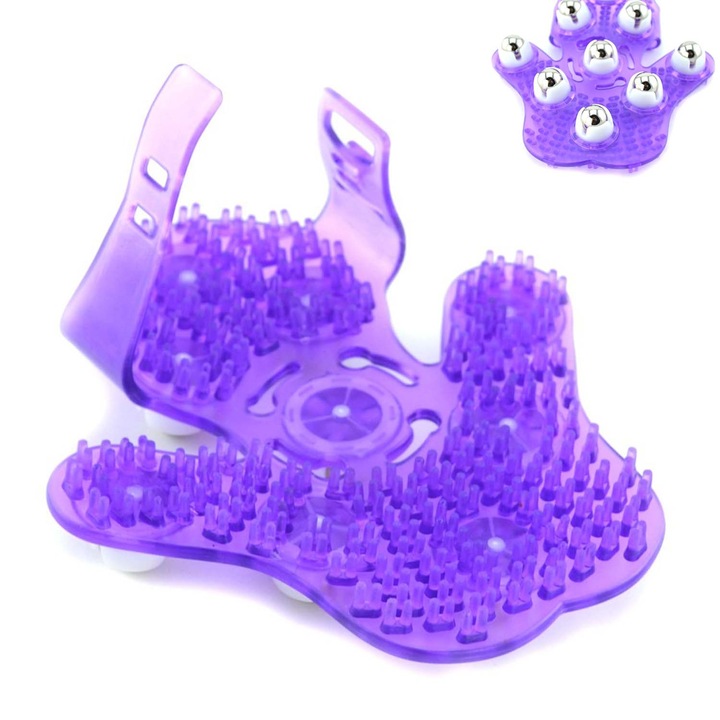 Масажен инструмент за цяло тяло, Enforose, масажна ръкавица с 360° въртящи се топки, виолетова, регулируема