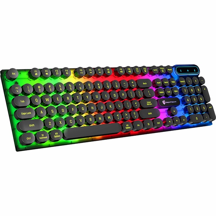 Механична клавиатура с RGB осветление, 104 клавиша, комплект геймърски клавиатури, многоцветна, USB