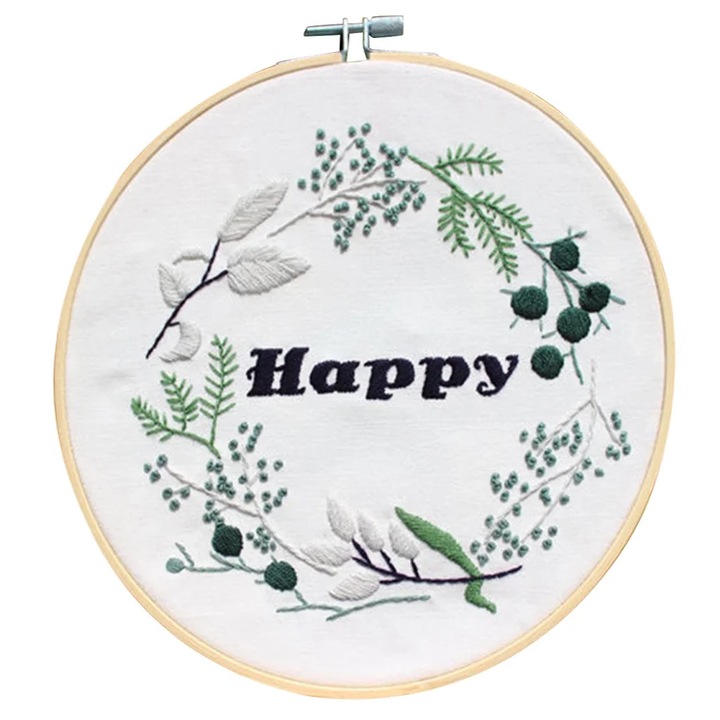 Set de unelte pentru broderie cu cerc rotund, 20cm, material textil, cadou pentru gospodine