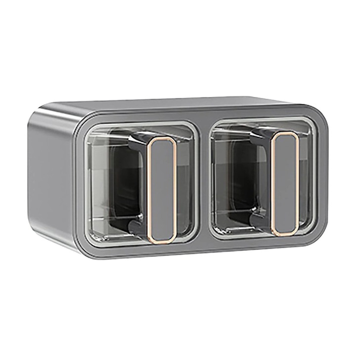 Cutie condimente multifunctionala YANYXR, 2 compartimente, alb-gri, 24x12x10cm, montare pe perete