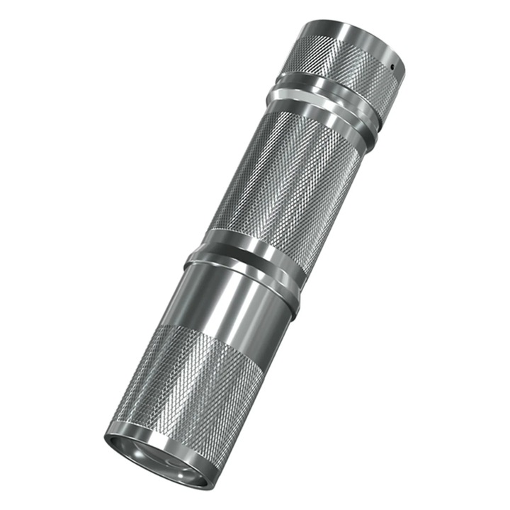 LED lámpa, alumínium, újratölthető, zoomolható, ezüst, 8.55x2.1cm