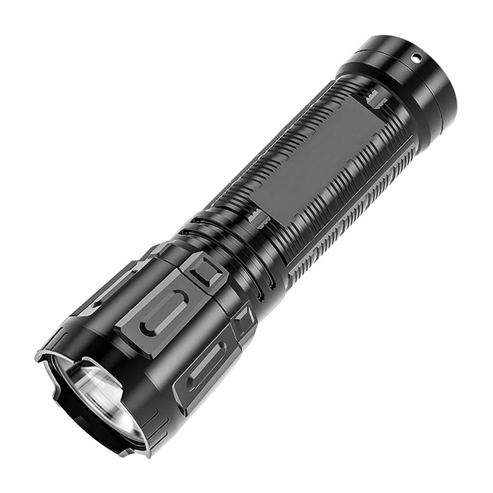 Többfunkciós USB újratölthető LED lámpa, hordozható, fekete 12x5x4cm