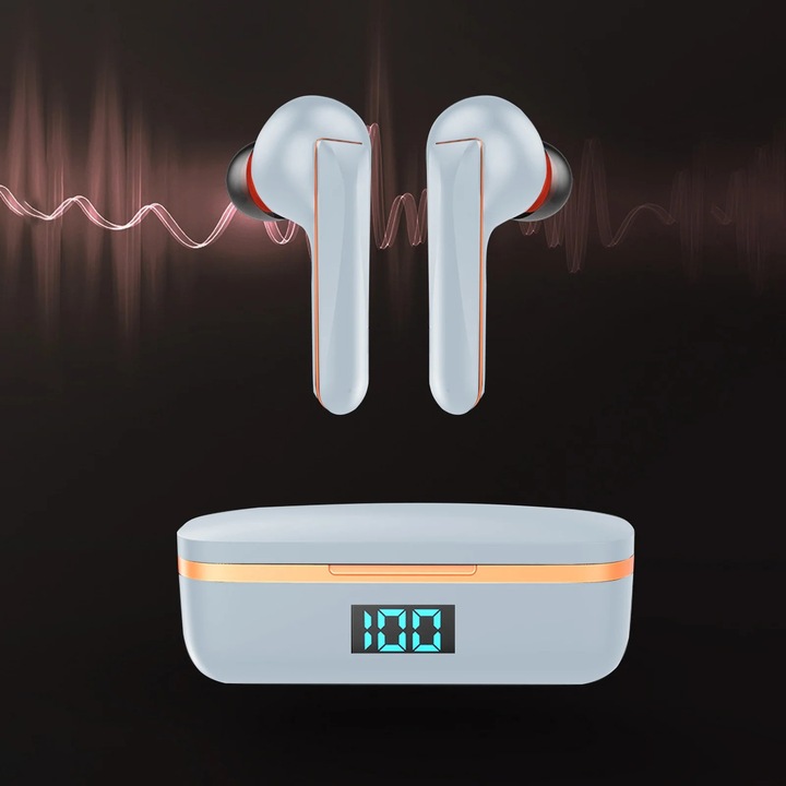 YANYXR KC10 Bluetooth sztereó fülhallgató, fehér, 6.5x2.9x2.5cm