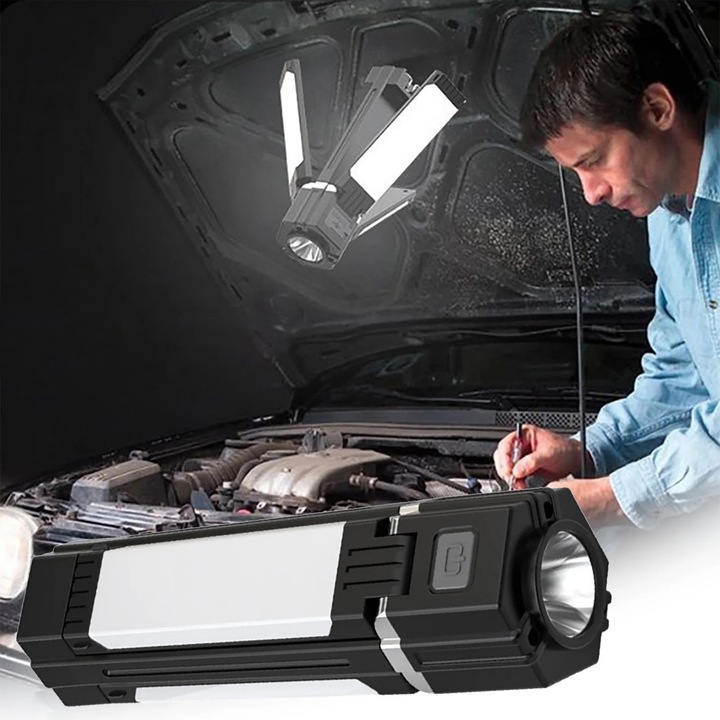 3 в 1 къмпинг фенер, многоцветен, 60x70x200 мм, с акумулаторна батерия, тип C, 350 г