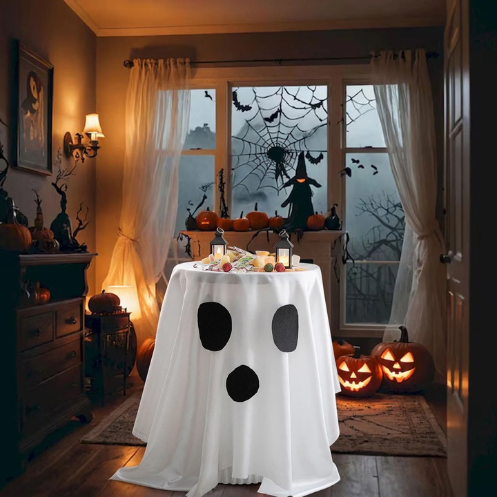 YANYXR Halloween kerek asztalterítő, véres dekoráció, fekete, kicsi