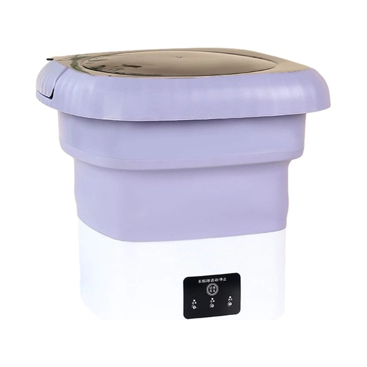 Masina de spalat portabila, pliabila, 9L, 27x27x26cm, violet/alb