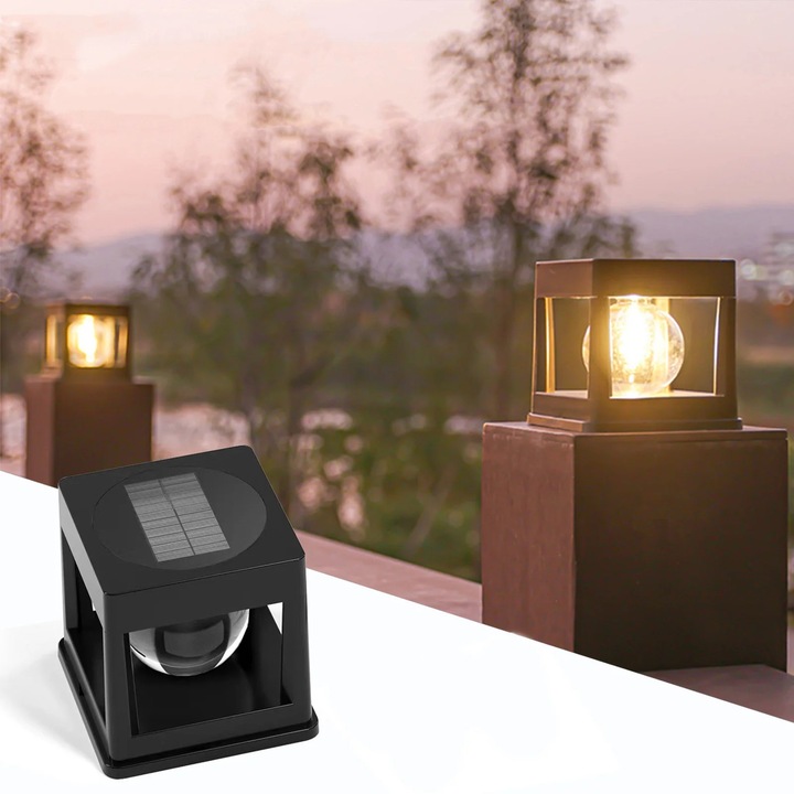 Lampa solara pentru gard YANYXR, negru, 11.5x11.5x11.5cm, impermeabila IP65