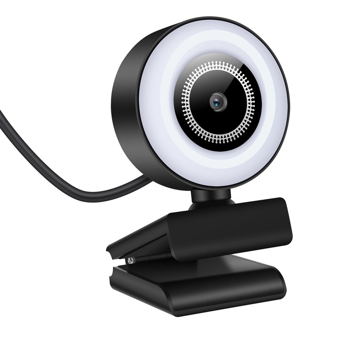Webcam YANYXR 1080P LED Microfon 110° USB 1.45m negru
