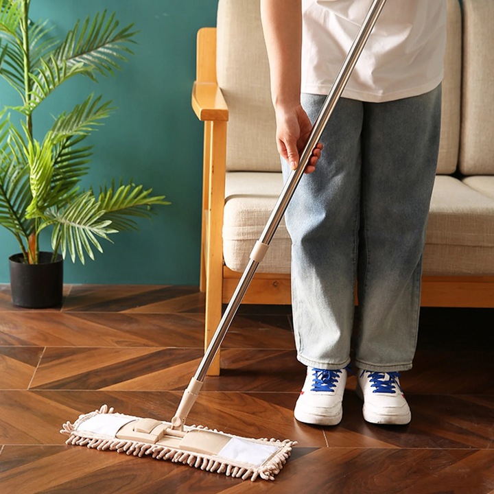 Mop plat rotativ 360° ZYBLSSBB LSM2xh6685-BCS0291121-1, din plastic cu sistem de prindere rapida si cap absorbant, kaki, 130 x 43 x 13 cm, 1 buc.