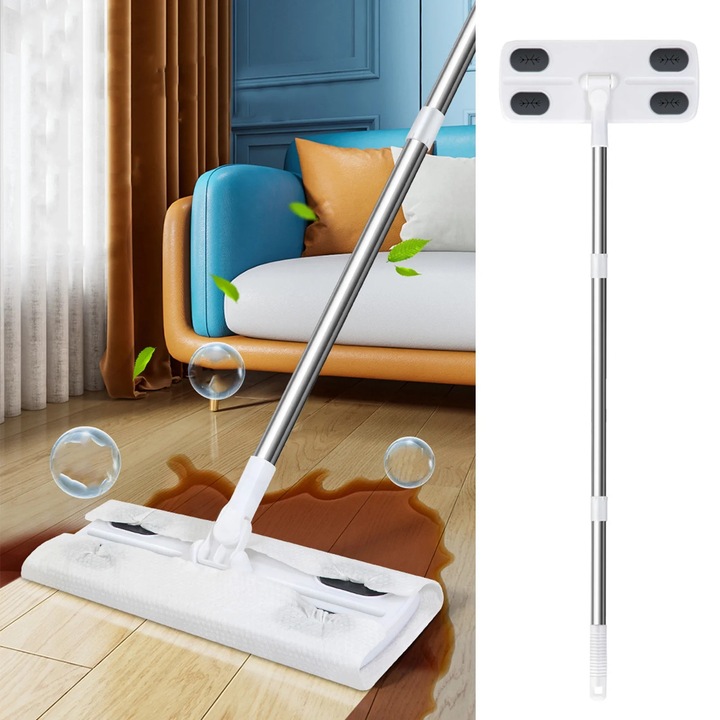 Mop podea 2-in-1 YANYXR alb 111x26x10.5cm electrostatic uscat-umed
