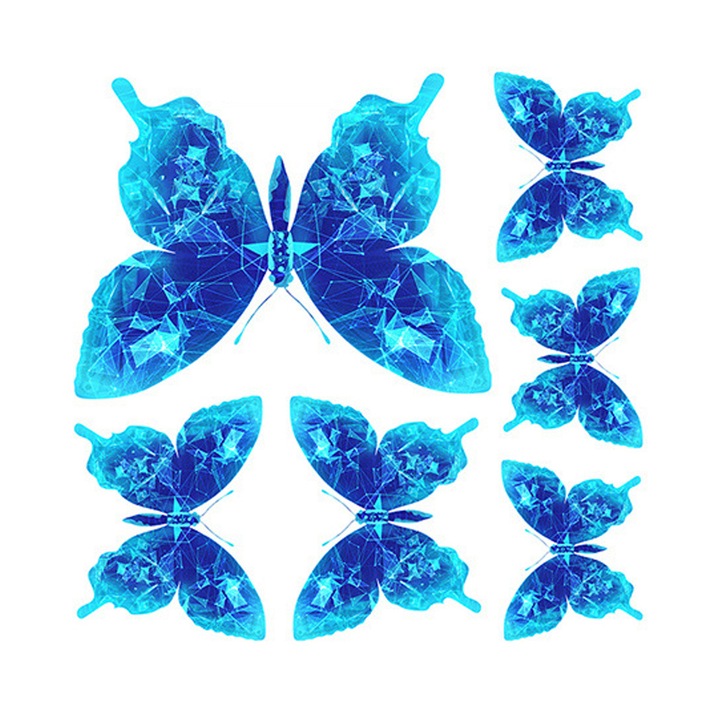 Autocolante cu fluturi, Enforose, albastru electric, rezistente la intemperii, set