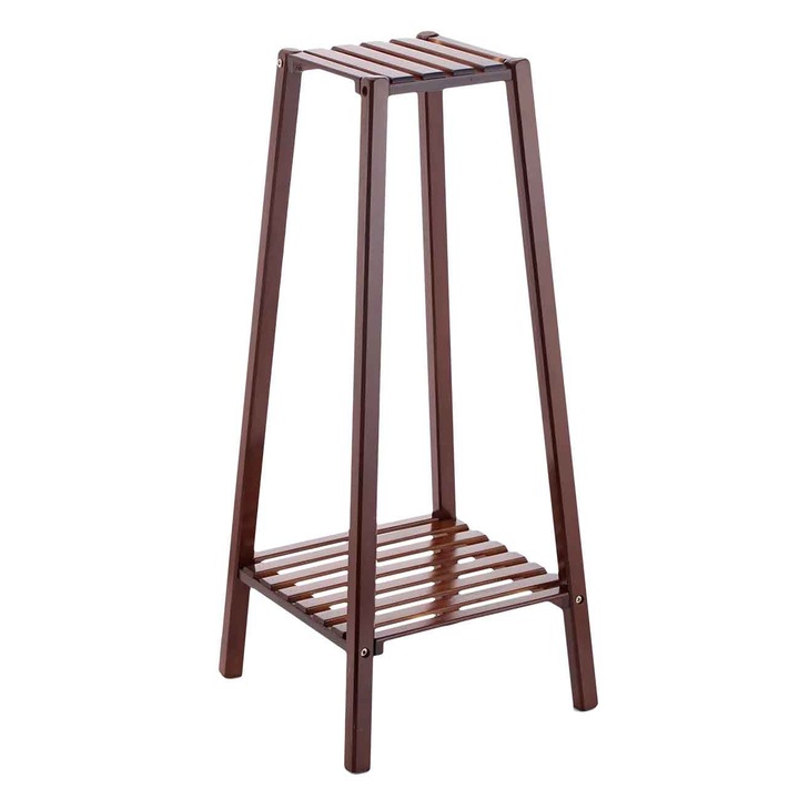Suport pentru plante, bambus, doua nivele, 32x32x75 cm