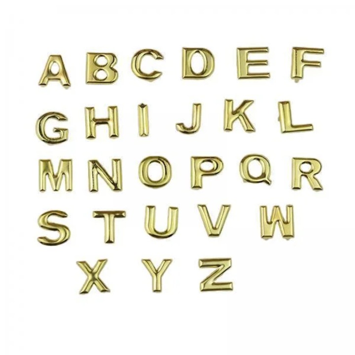 Set 26 Piese Rivete Metalice A-Z pentru Decorare Curele, Genti, Haine, Aurii, 15mm