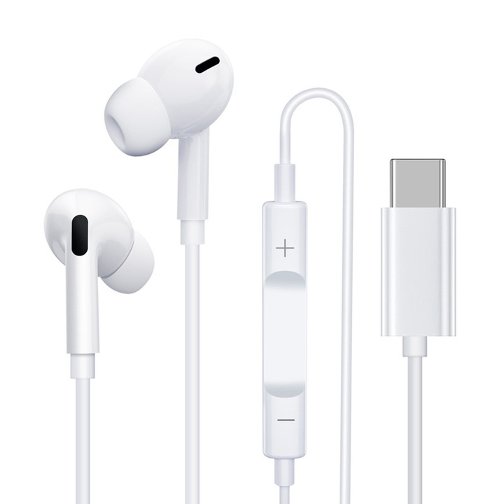 Casti cu fir in-ear, mufa 3.5mm, alb