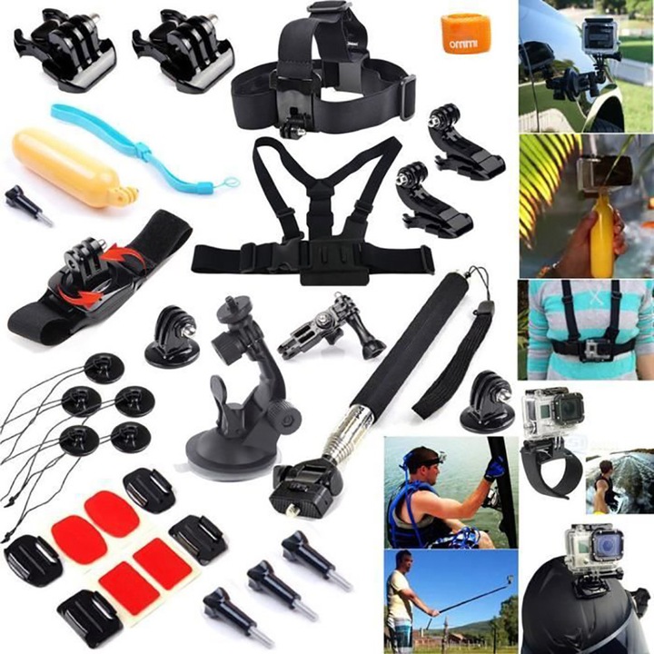 Професионален комплект аксесоари Fokelyi за GoPro, плаваща опора, разтегателен селфи стик, мини статив, многоцветен