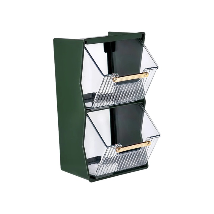 Cutie depozitare pentru capsule de cafea, transparenta, 10x15.5x13.5cm, cu 2 cosuri