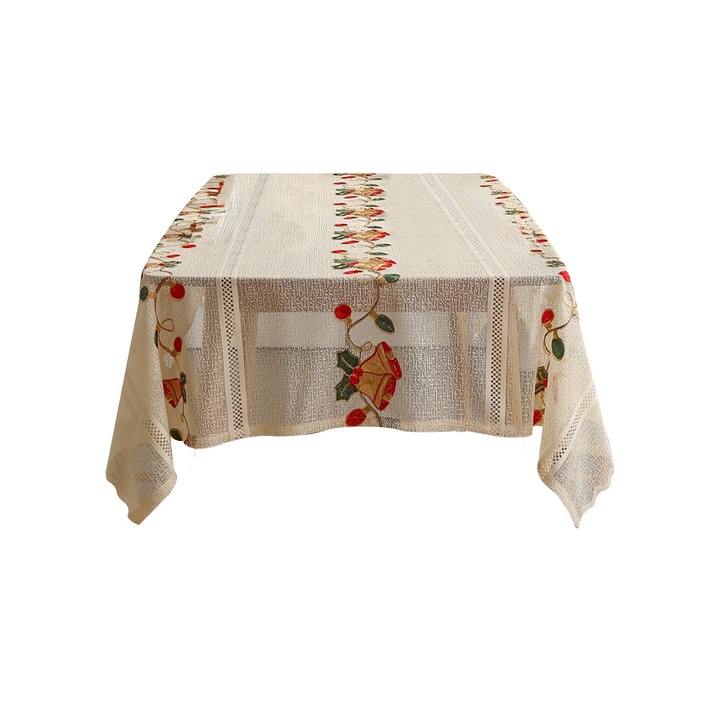 YANYXR asztalterítő 240x140cm bézs csipke hímzés csúszásgátló